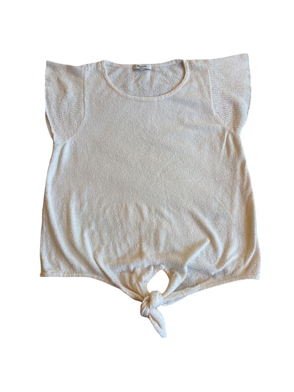 Madewell Cream Short Sleeve Knot Front Tee Xl